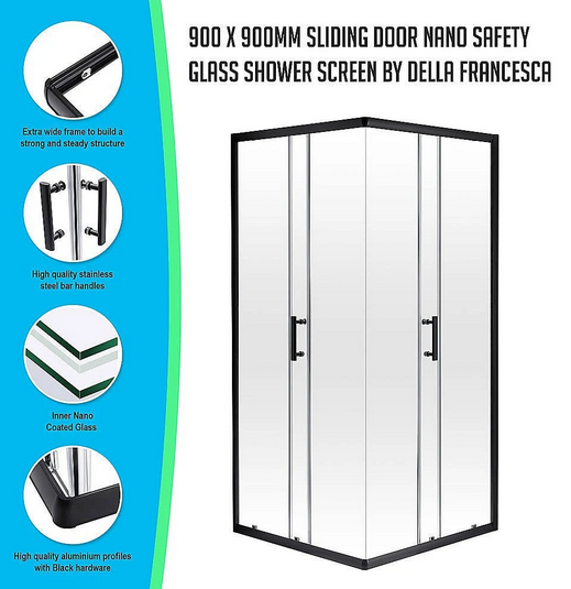 Euphrates Sliding Door Nano Safety Glass Shower Enclosure (35.4 x 35.4 inches)