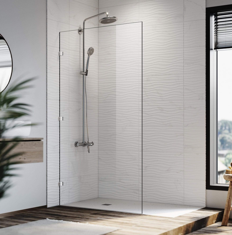 Amazonian Walk-In Shower with Frameless Screen and Chrome Hardware (32 x 32 inches)